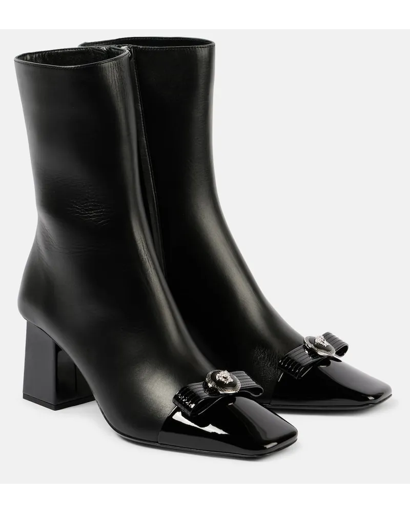 Versace Ankle Boots Gianni Ribbon 70 aus Leder Schwarz