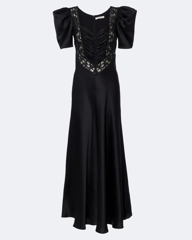 Rodarte Robe aus Seidensatin mit Spitze Schwarz