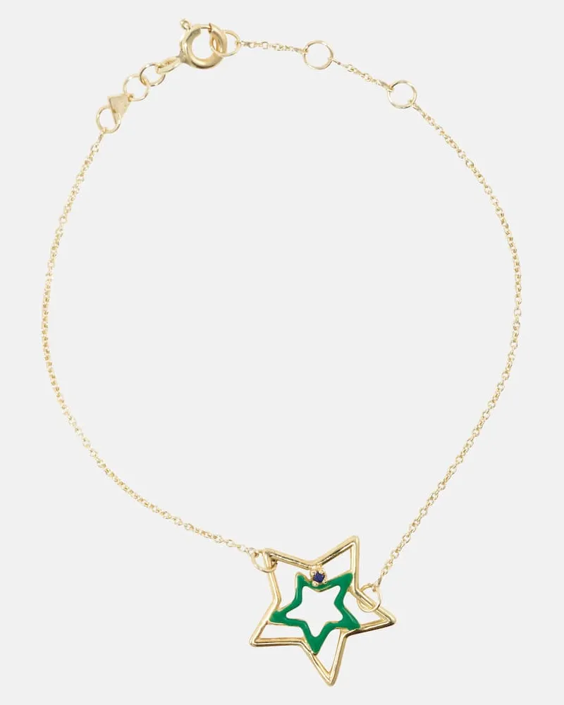 Aliita Armband Estrella aus 9kt Gelbgold mit Emaille und Saphir Blau