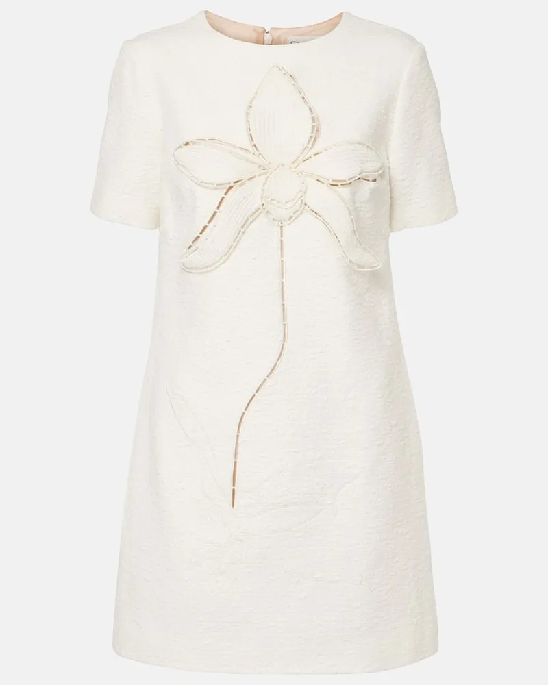 Oscar de la Renta Minikleid Orchid aus Baumwoll-Tweed Weiß