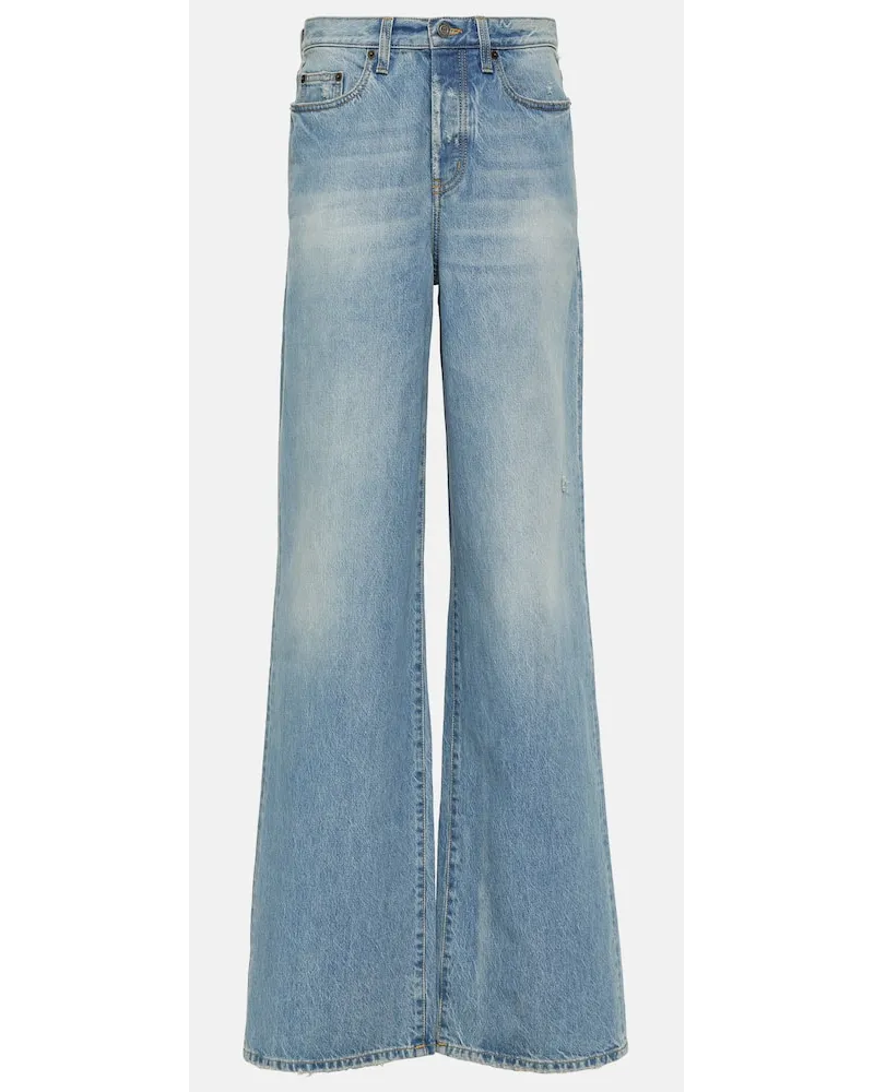 Saint Laurent High-Rise Wide-Leg Jeans Blau