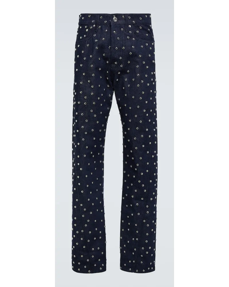 Lanvin Verzierte Straight Jeans Blau