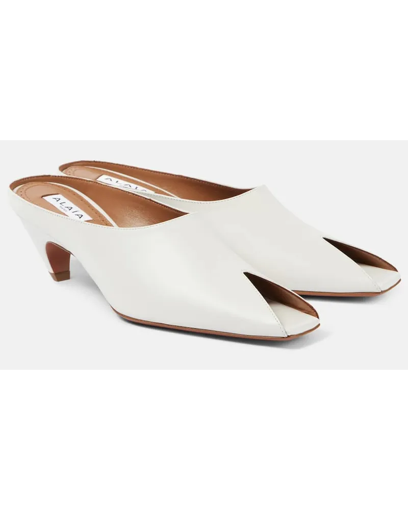 Alaïa Alaia Mules Spike 55 aus Leder Weiss