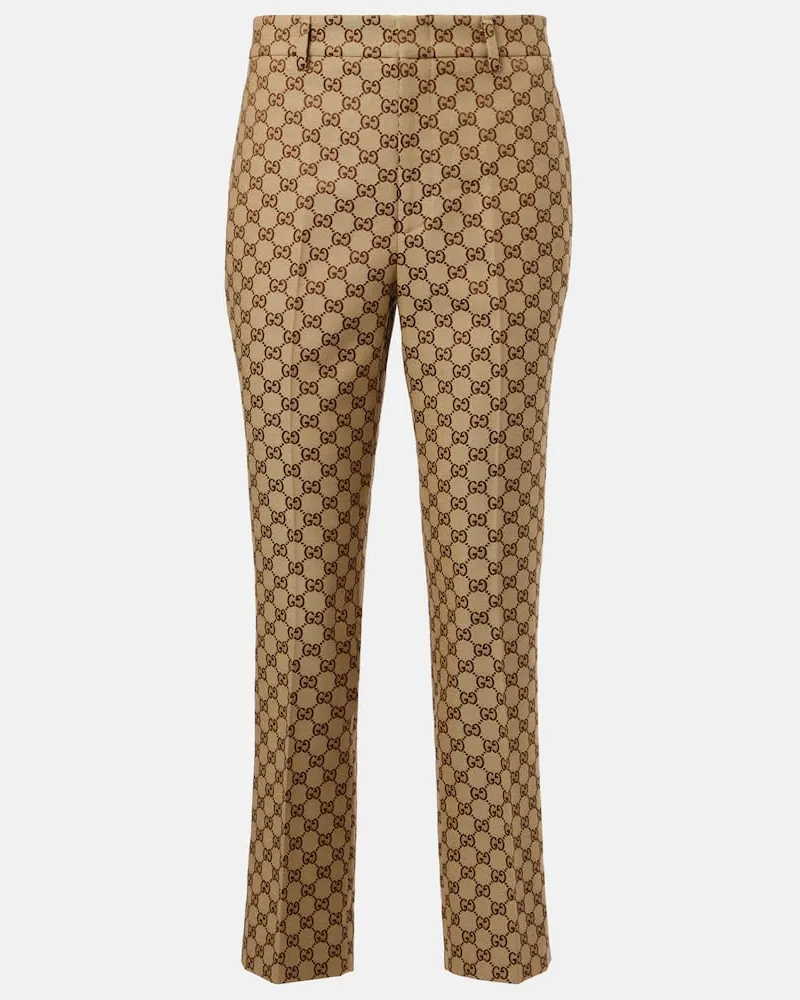 Gucci Gerade Hose aus einem Baumwollgemisch Beige
