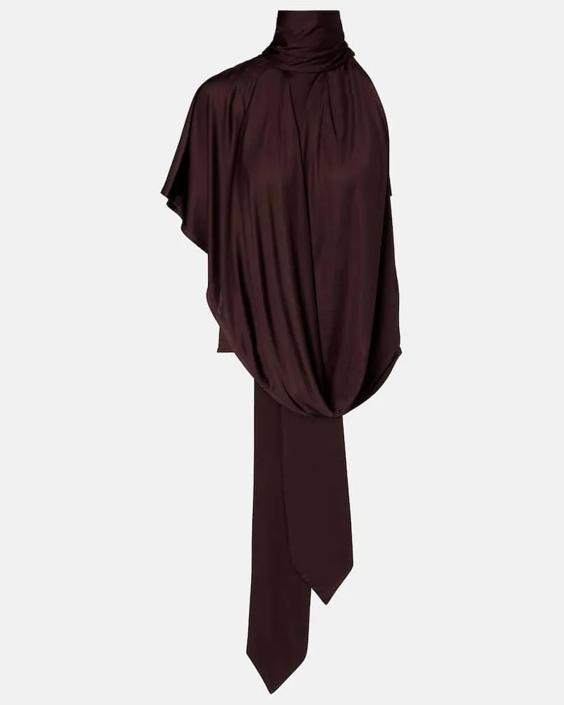 Dries van Noten Top aus Satin Burgunderrot