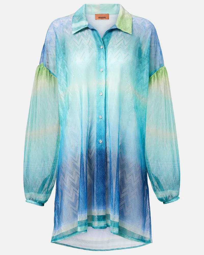 Missoni Oversize-Hemd aus Häkelstrick Multicolor