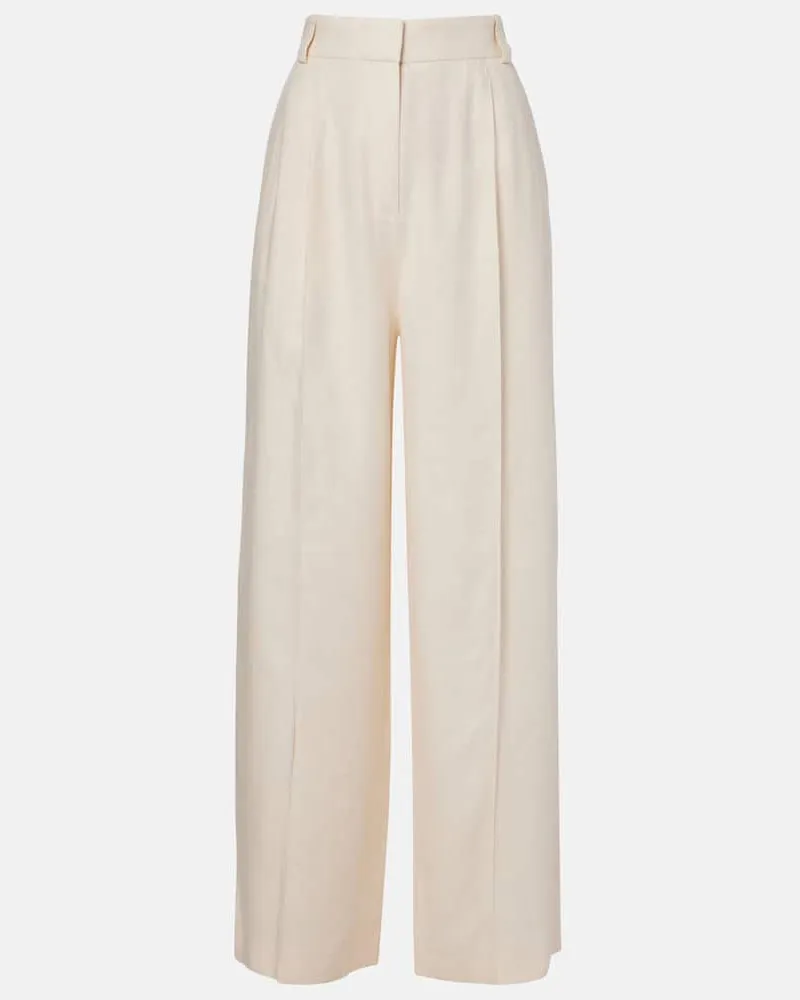 Loro Piana Weite Hose Lodger aus Leinen und Wolle Weiß