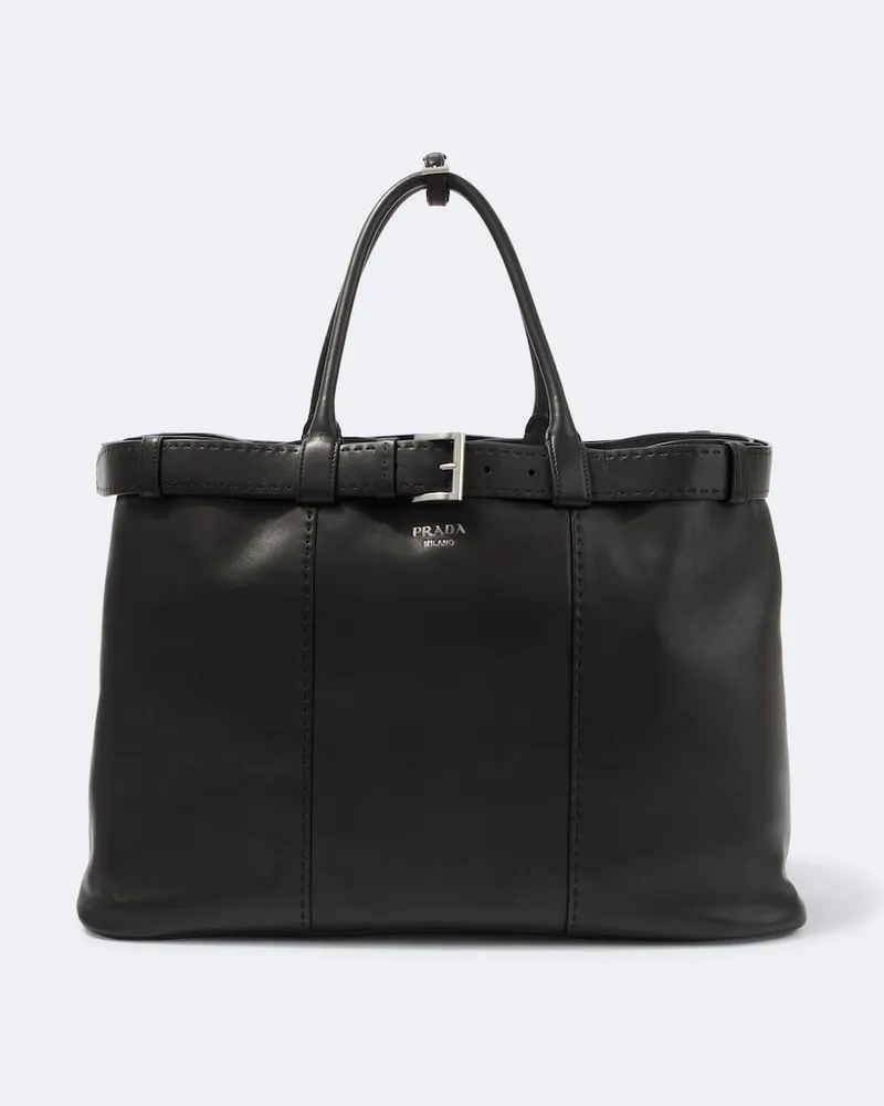 Prada Tote Bag Prada Buckle aus Leder Schwarz