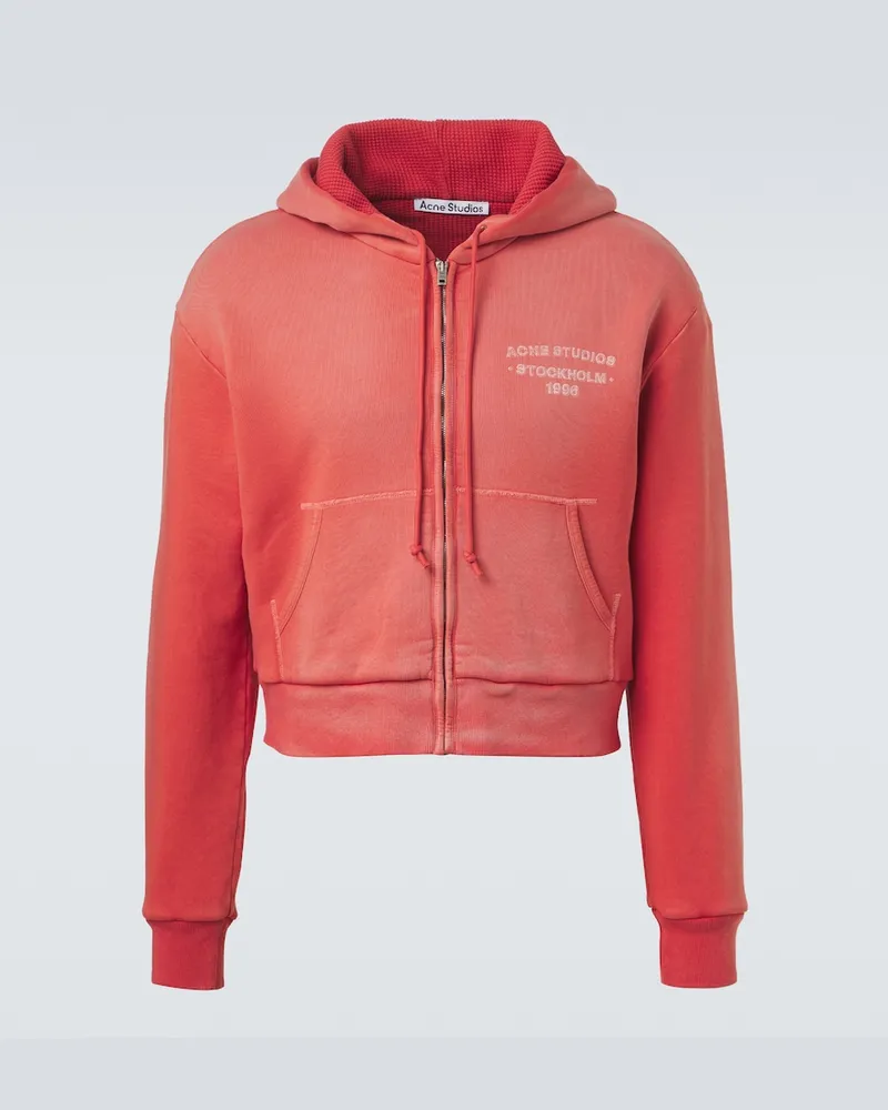 Acne Studios Kapuzenjacke aus Baumwoll-Jersey Rot