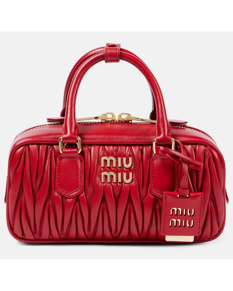 Miu Miu Tote Arcadie Small aus Matelasse-Leder Rot