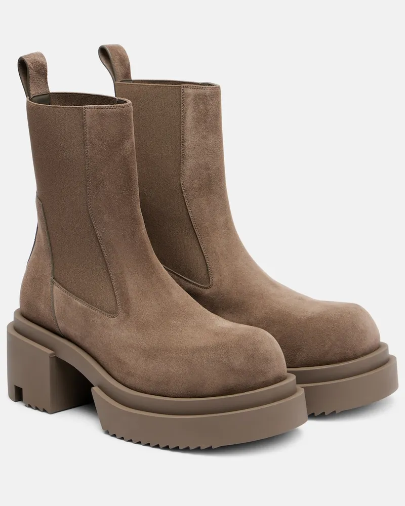Rick Owens Chelsea Boots Beatle aus Veloursleder Braun