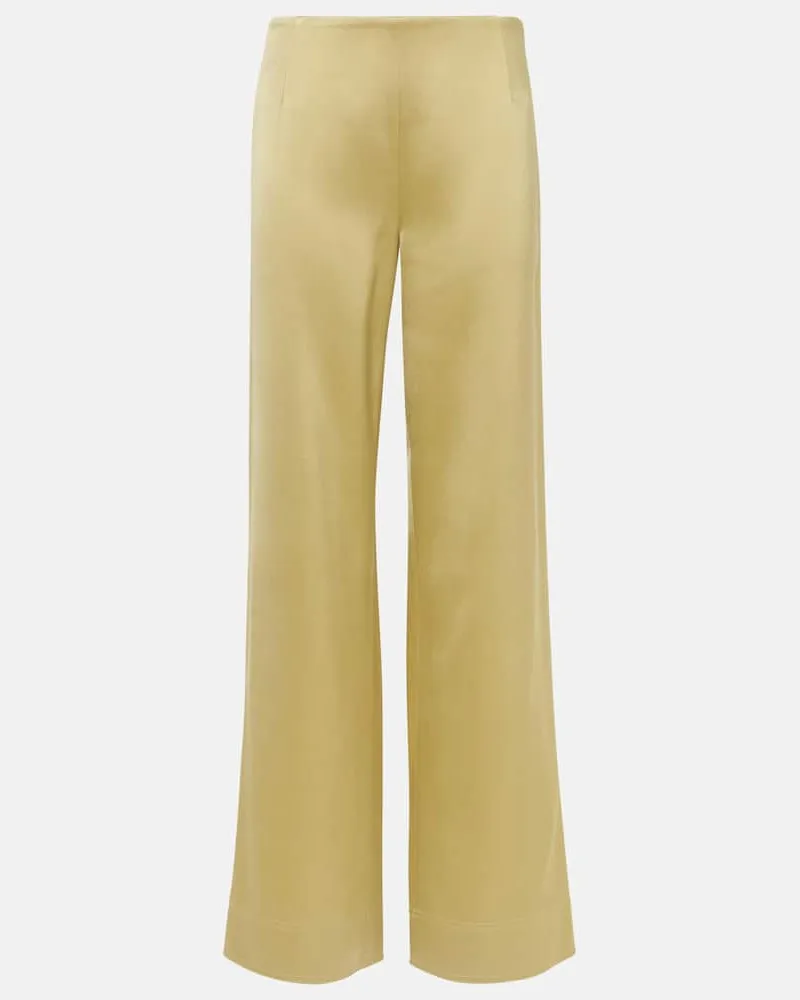 Totême Weite High-Rise-Hose aus Satin Grün