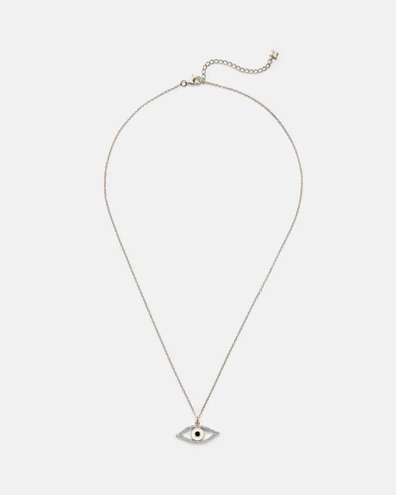 MATEO Halskette Eye of Protection aus 14kt Gelbgold und Emaille mit Diamanten Gold