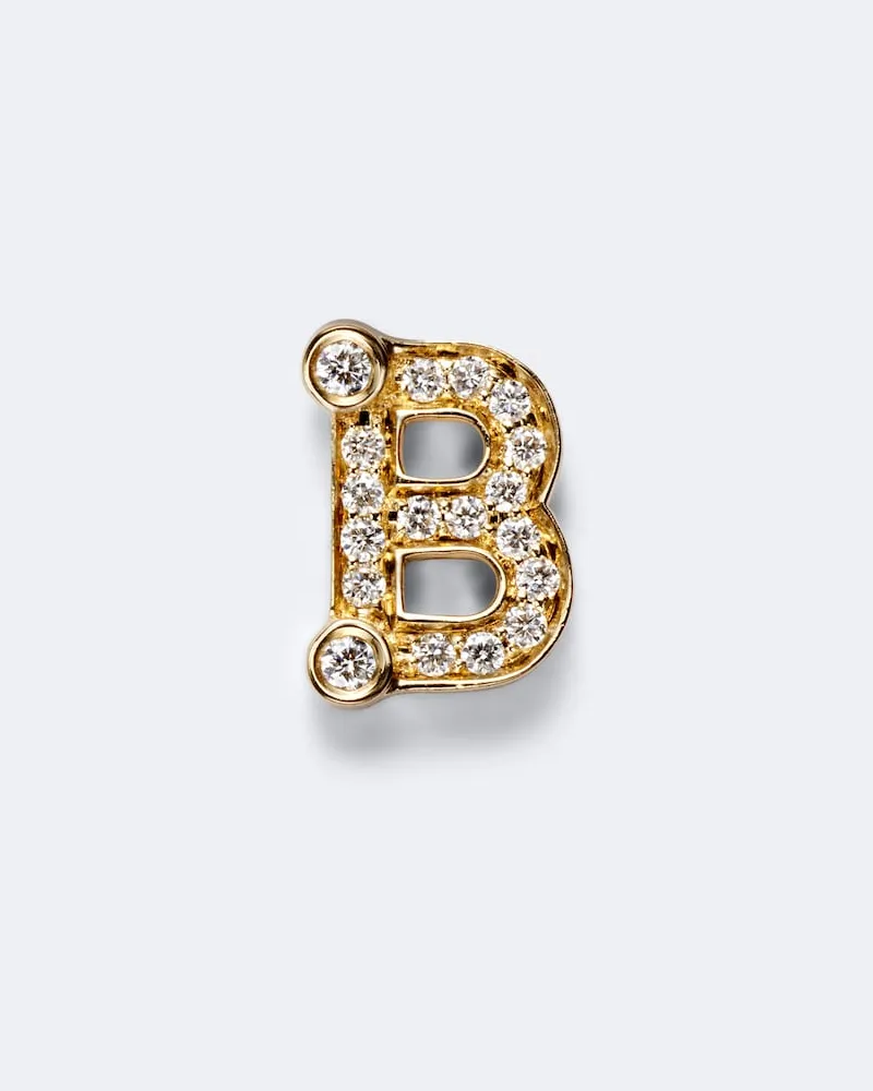 Sophie Bille Brahe Einzelner Ohrring Petite B aus 18kt Gelbgold mit Diamanten Gold