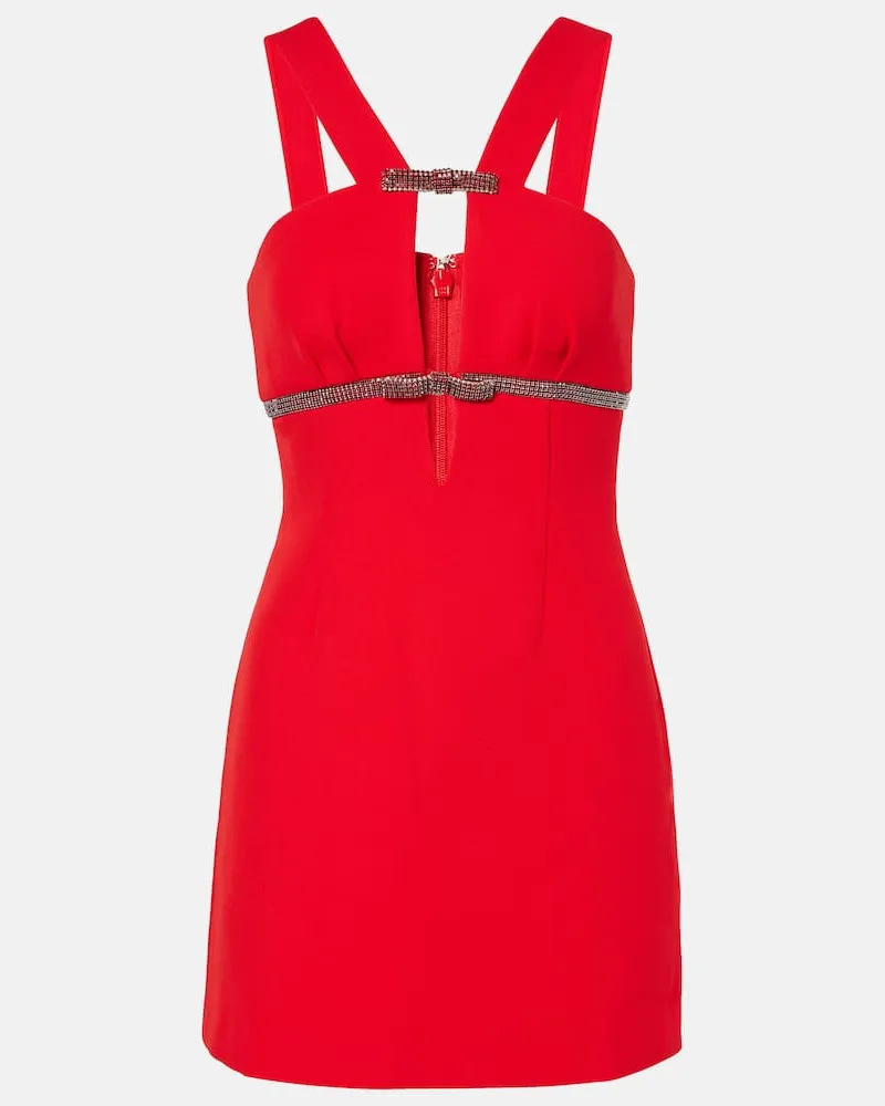 Self-Portrait Verziertes Minikleid aus Crêpe Rot