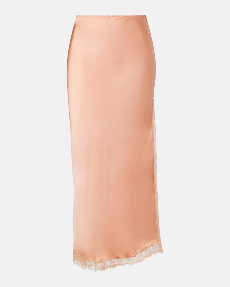 Poupette St Barth Slipskirt Lila aus Satin mit Spitze Gelb