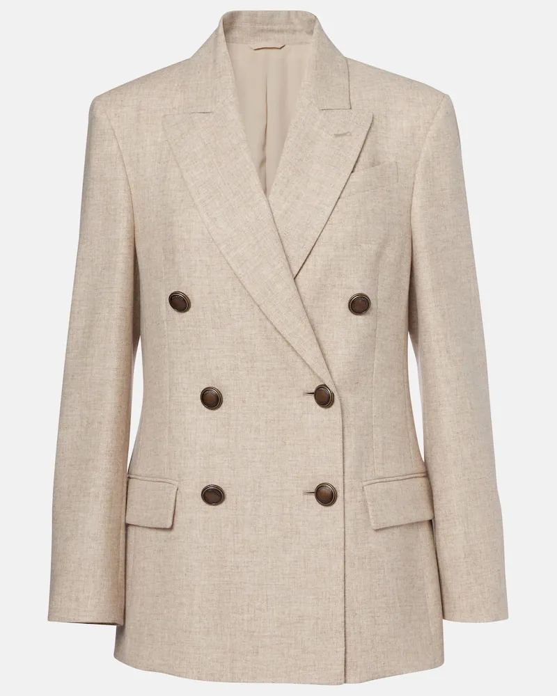 Brunello Cucinelli Blazer aus Wolle und Kaschmir Beige
