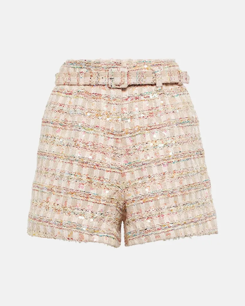 Self-Portrait Shorts aus Bouclé Rosa