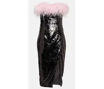 Midikleid mit Pailletten und Federn