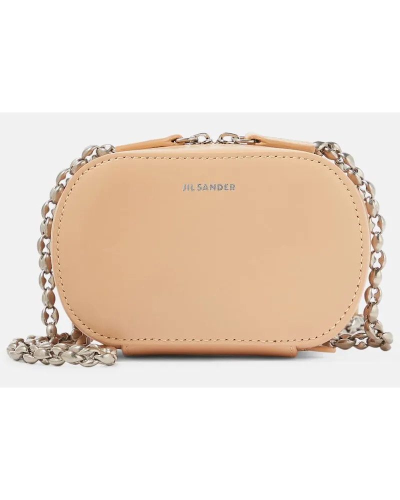 Jil Sander Schultertasche Mini aus Leder Beige