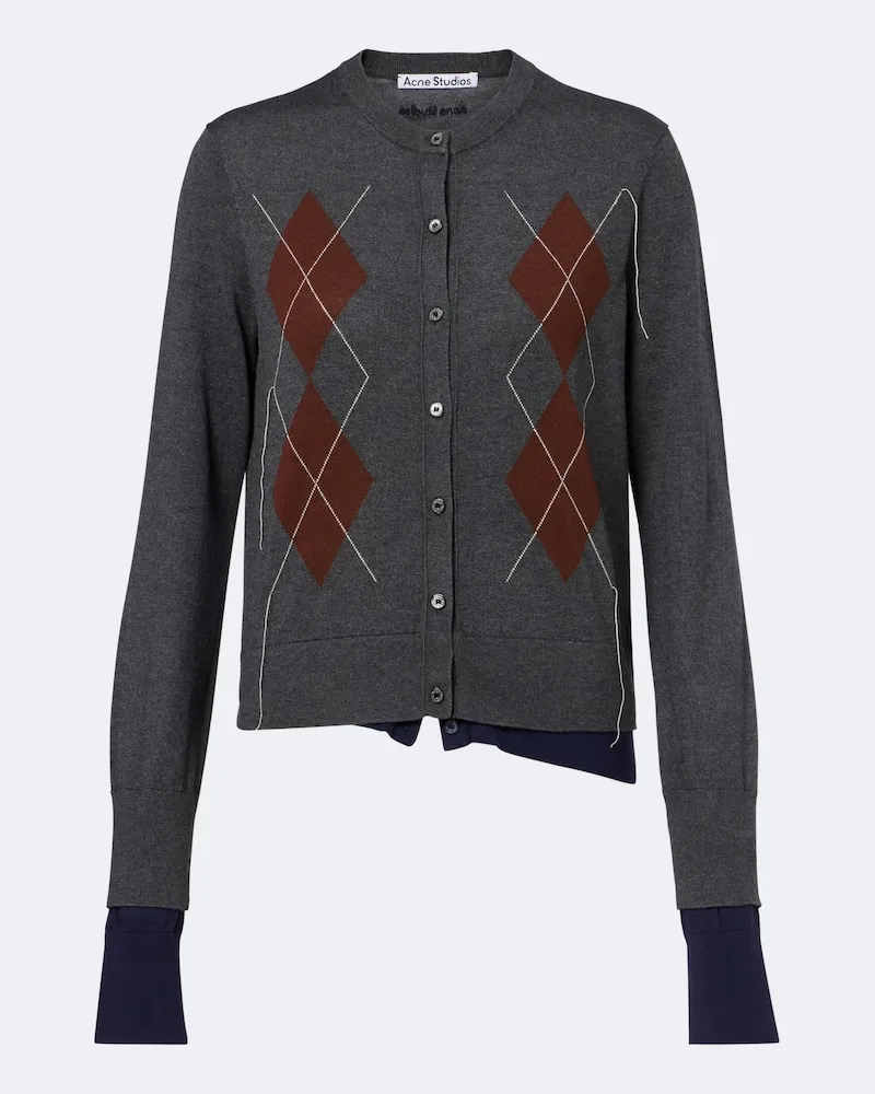 Acne Studios Cardigan aus Seide, Wolle und Kaschmir Grau