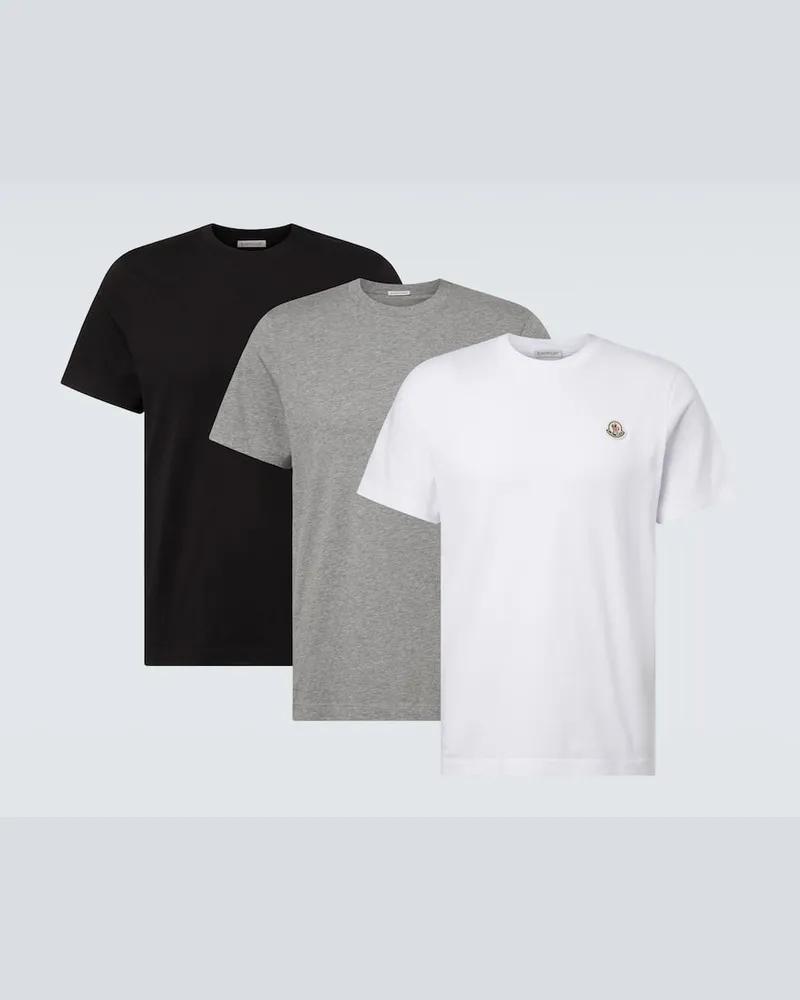 Moncler Set aus drei T-Shirts aus Baumwoll-Jersey Weiß