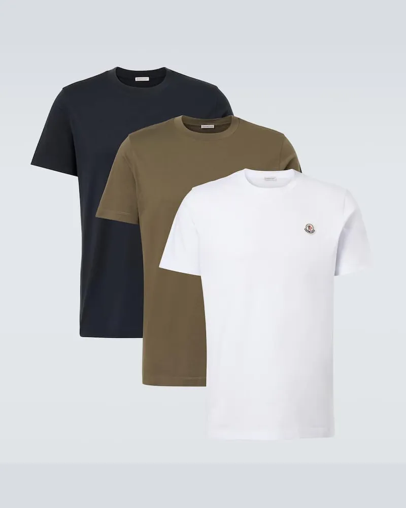 Moncler Set aus drei T-Shirts aus Baumwoll-Jersey Weiß