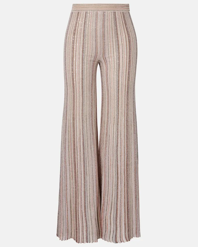 Missoni Hose aus gestreiftem Lamé Beige