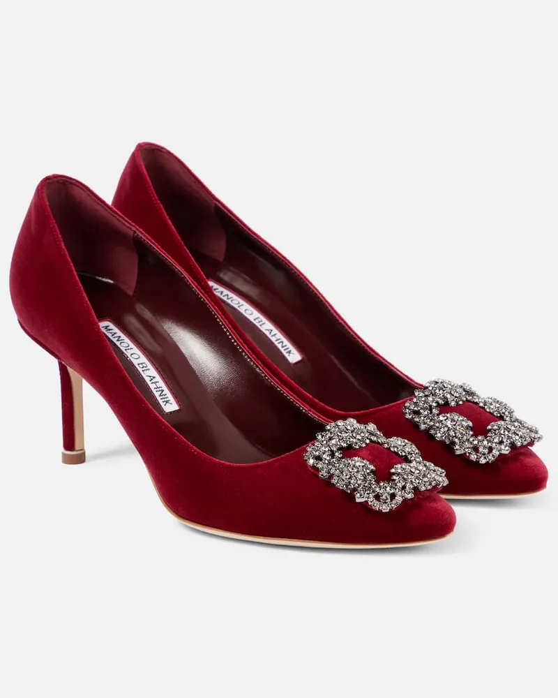 Manolo Blahnik Verzierte Pumps Hangisi 70 aus Samt Burgund