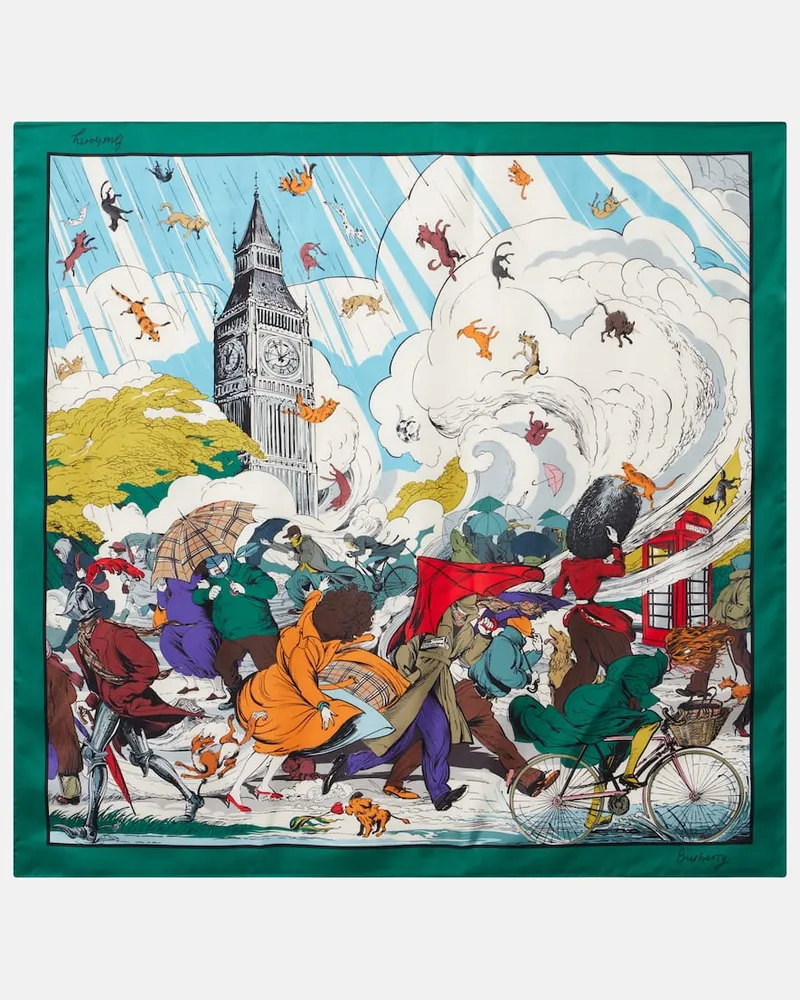 Burberry Bedrucktes Tuch aus Seiden-Twill Grün