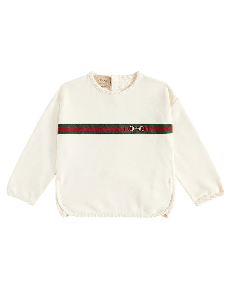 Gucci Baby Sweatshirt aus Baumwoll-Jersey Weiß