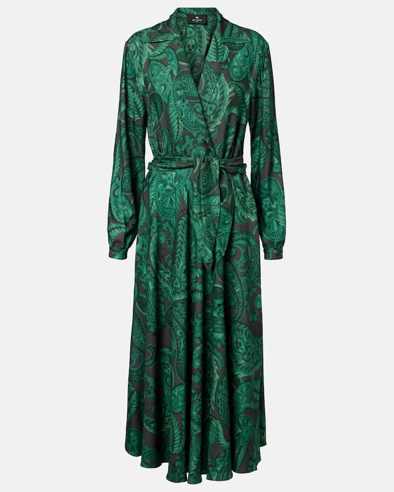 Etro Hemdblusenkleid aus Satin Grün