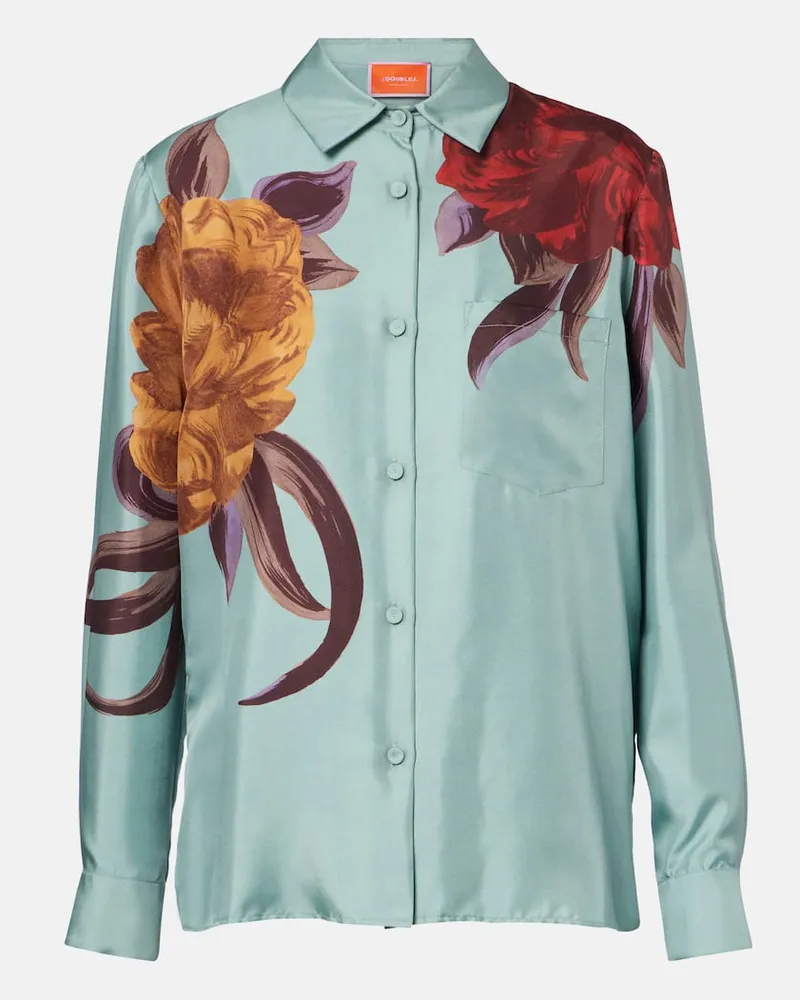 La DoubleJ Hemd Boy aus Seide Blau