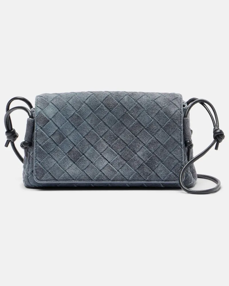 Bottega Veneta Crossbody Bag Notturno aus Veloursleder Grau