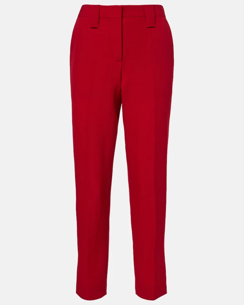 Versace Schmale Hose Medusa aus Schurwolle Rot