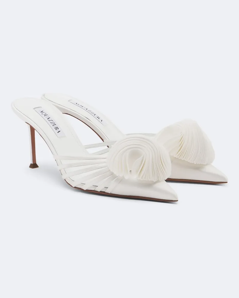 Aquazzura Verzierte Mules Wild Bloom aus Satin Weiß