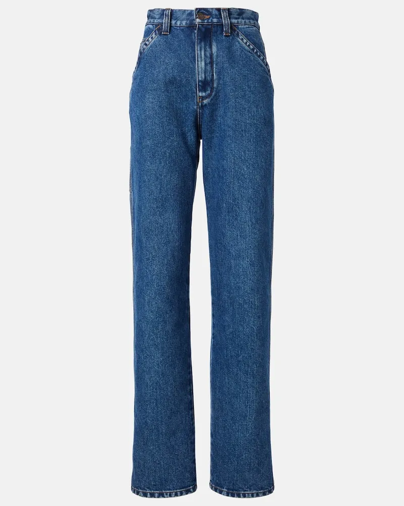 Loro Piana High-Rise Straight Jeans Etienne Blau