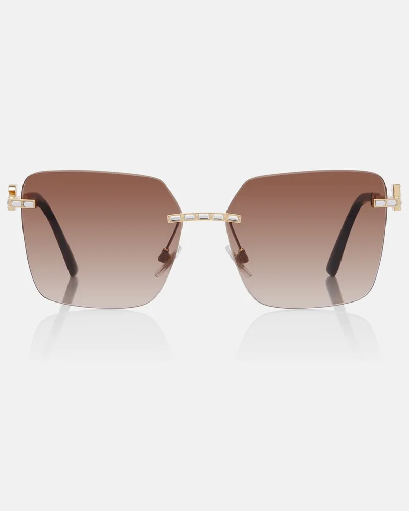 Dolce & Gabbana Eckige Sonnenbrille DG mit Kristallen Braun