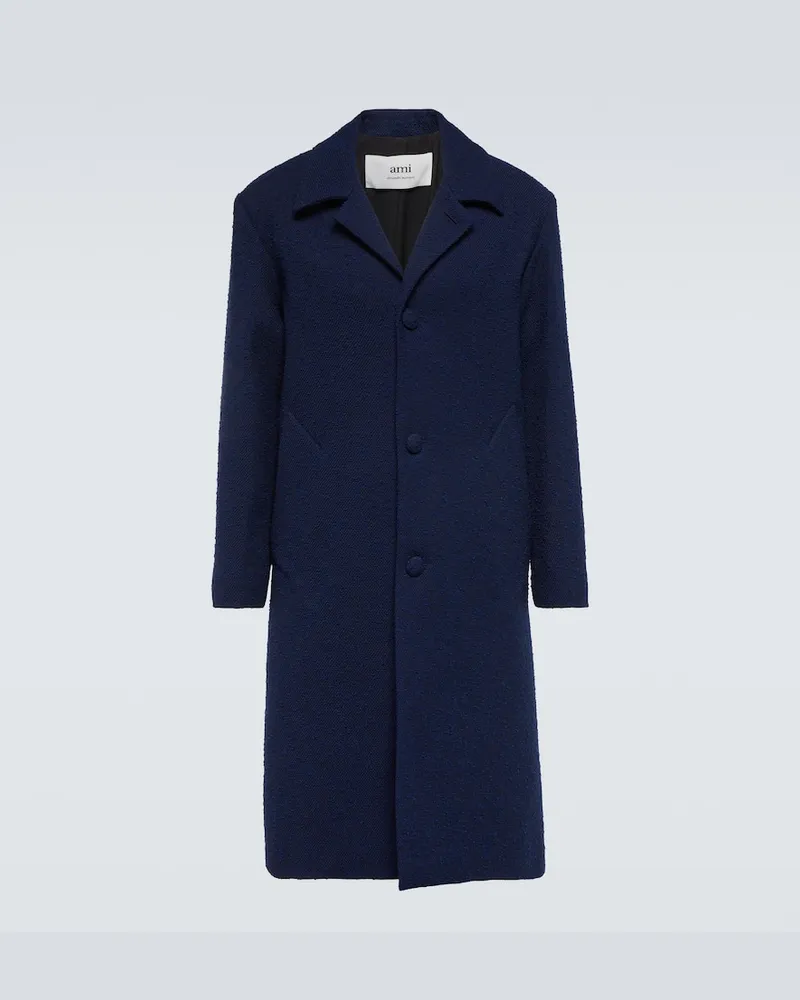 AMI Paris Mantel aus einem Wollgemisch Blau