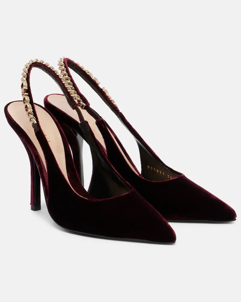 Gucci Slingback-Pumps Signoria aus Samt Burgund
