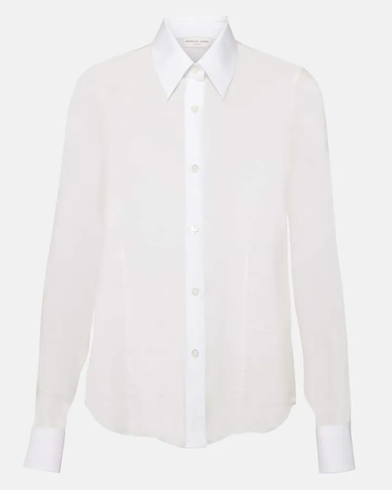 Dries van Noten Hemd aus Seide und Baumwolle Weiß