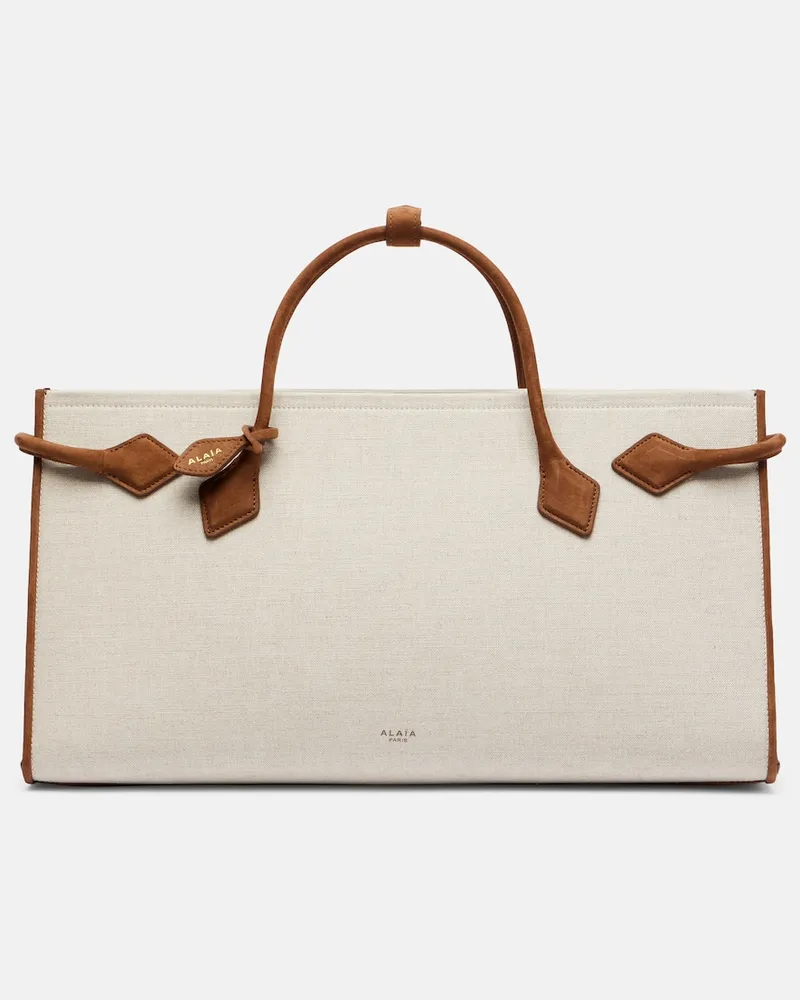 Alaïa Alaïa Tote Bag Le Teckel aus Canvas mit Leder Beige