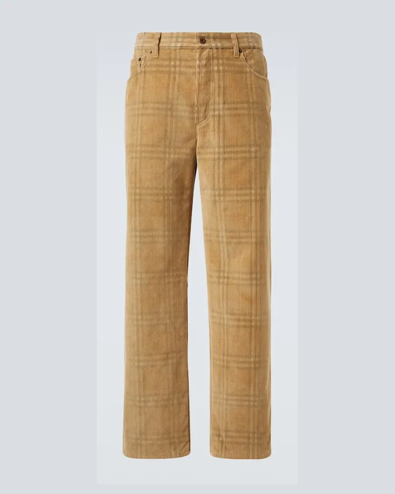 Burberry Gerade Hose Burberry Check aus Cord Beige