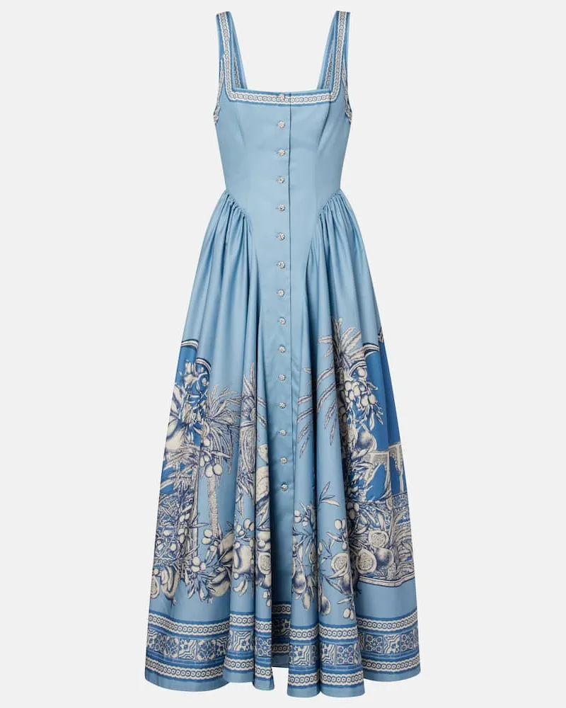 ALEMAIS Alémais Midikleid Villa Romantica aus Baumwolle Blau