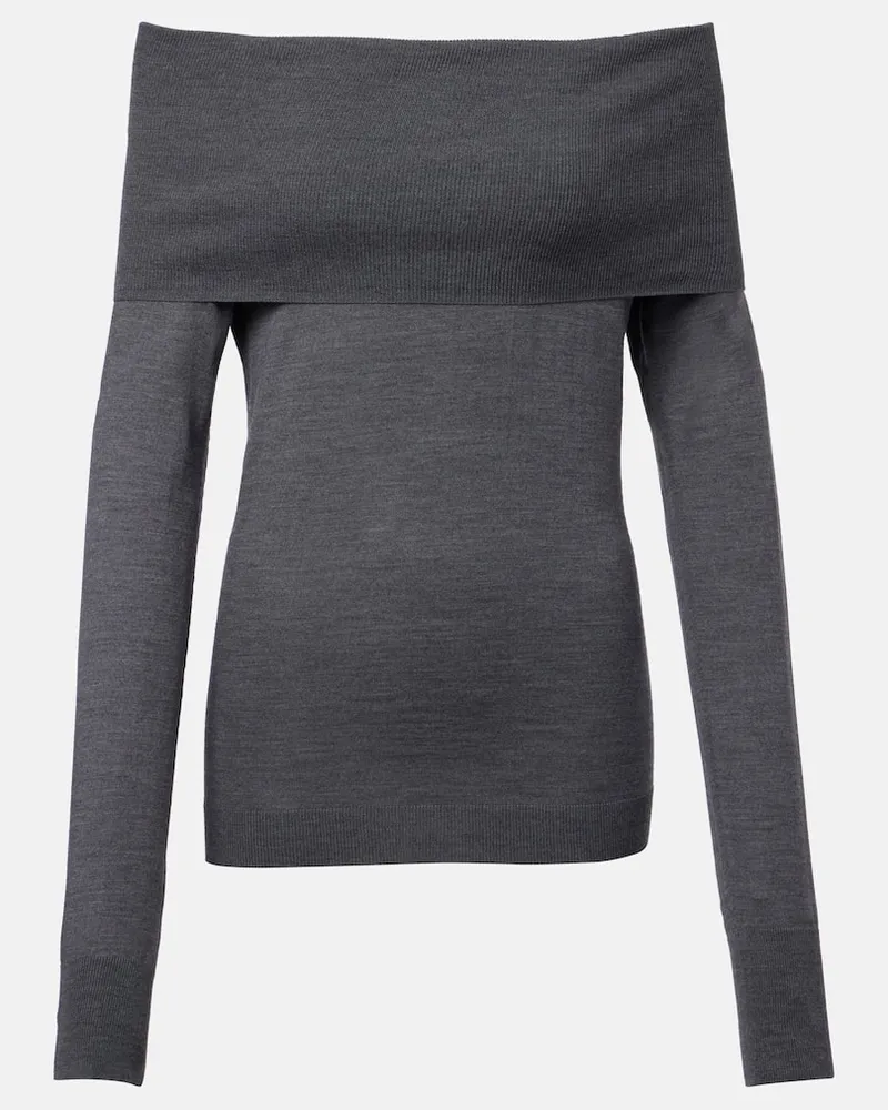 Stella McCartney Off-Shoulder-Top aus Schurwolle Grau