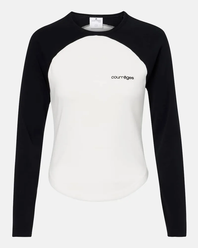 Courrèges Courrèges Longsleeve Circle Contrast aus Baumwoll-Jersey Weiß