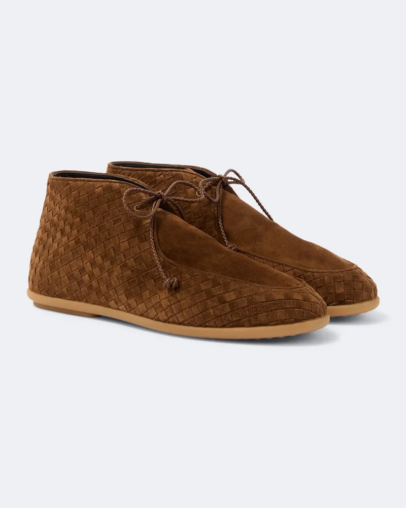 Bottega Veneta Desert Boots Intrecciato aus Veloursleder Braun