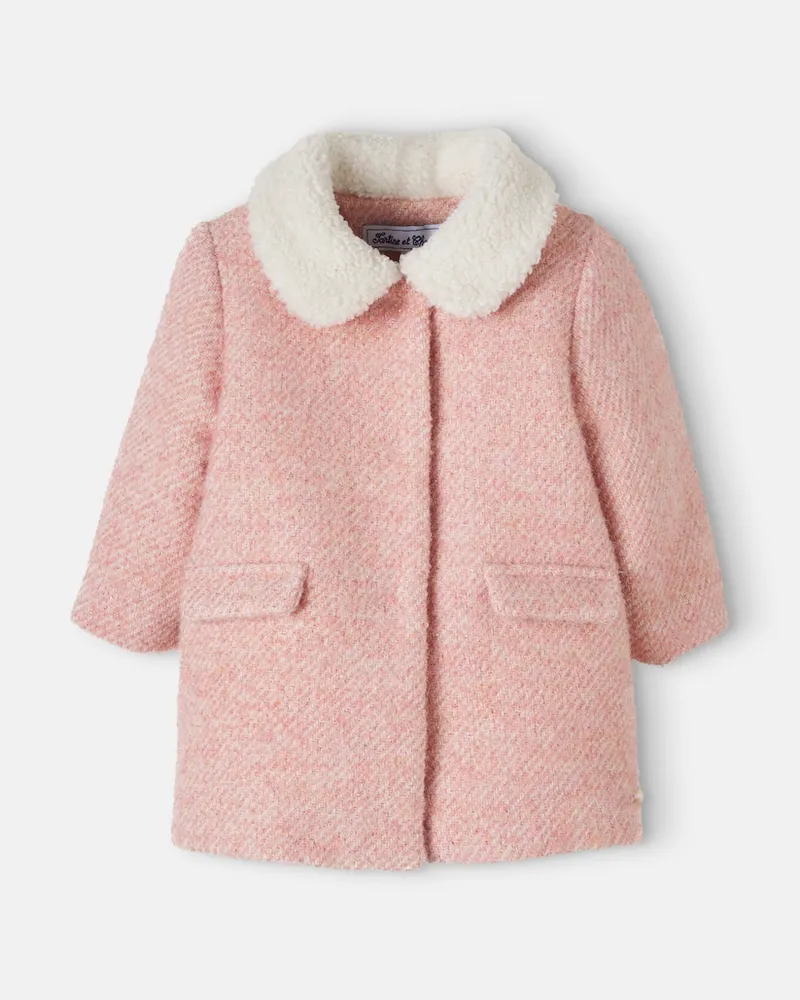 Tartine et Chocolat Baby Mantel aus einem Wollgemisch Rosa