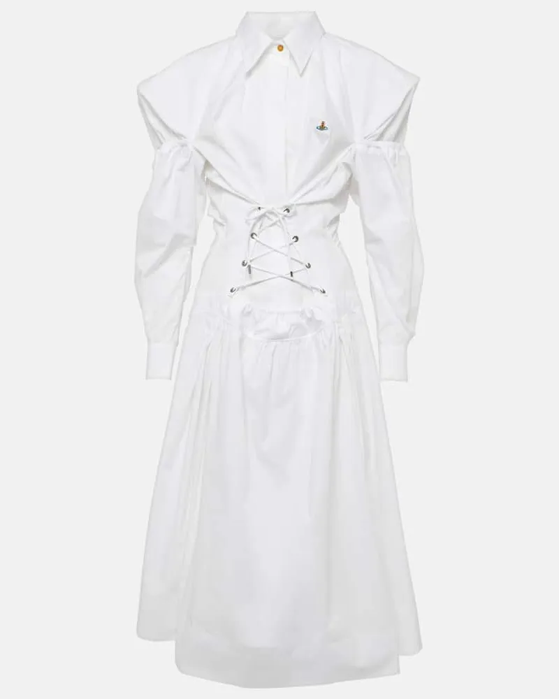 Vivienne Westwood Midikleid Kate aus Baumwollpopeline Weiß