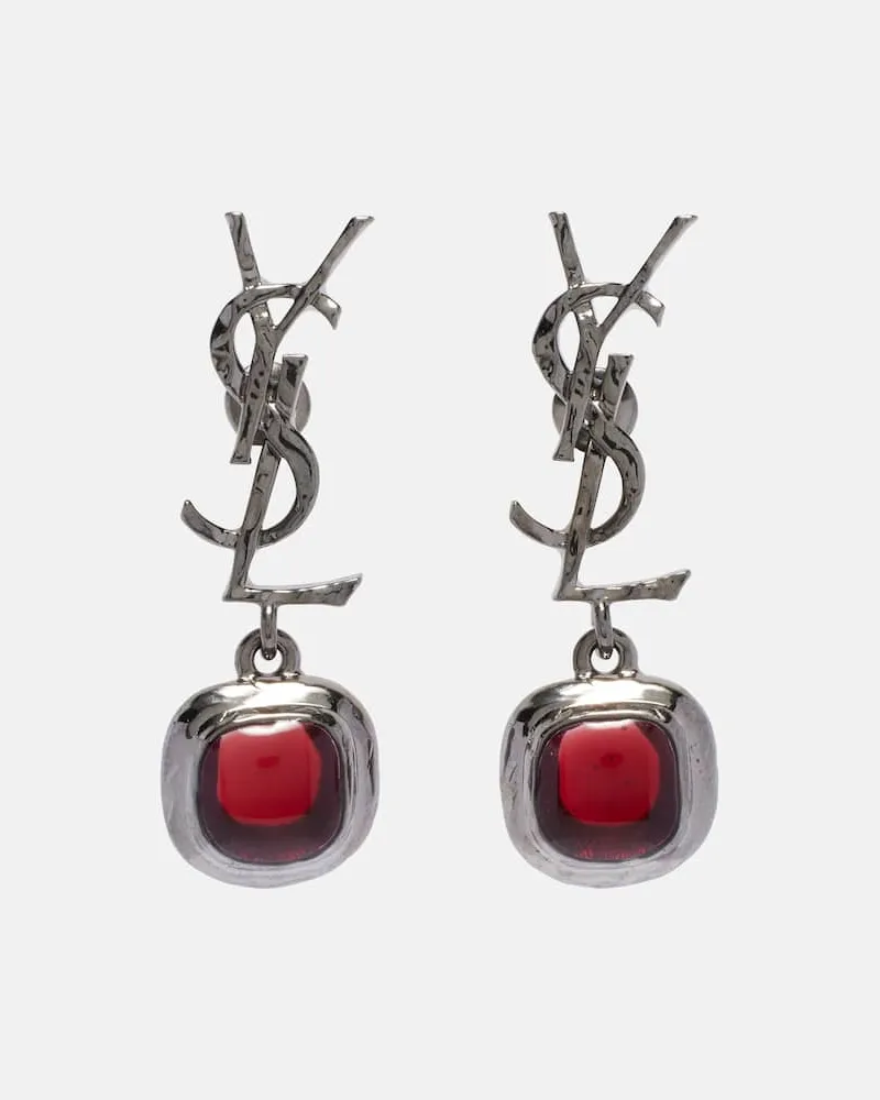 Saint Laurent Ohrringe Cassandre mit Kristallen Silber